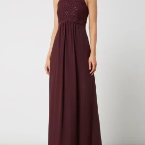Jake*s Cocktail Abendkleid Mit Oberteil Aus Floraler Spitze – Aubergine 15