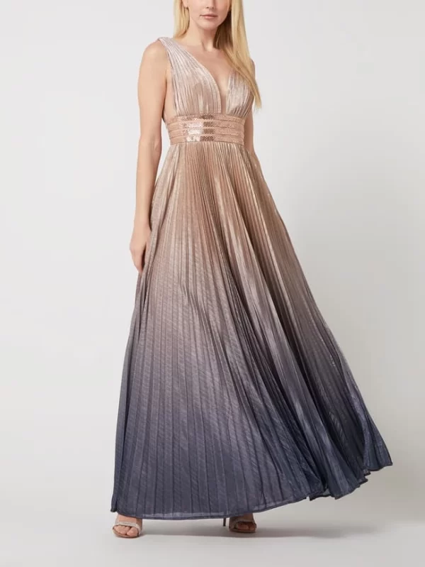 Luxuar Abendkleid Mit Plisseefalten – Metallic Rosa 1